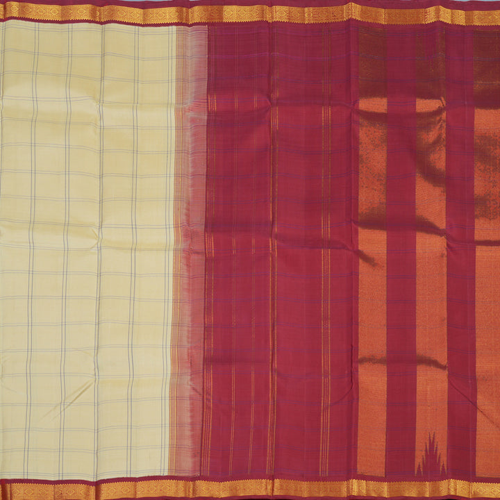 Hayagrivas Handloom Sandal Kanjivaram Silk Saree with Maroon Border KBE2446C7-1