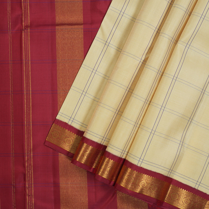 Hayagrivas Handloom Sandal Kanjivaram Silk Saree with Maroon Border KBE2446C7-1