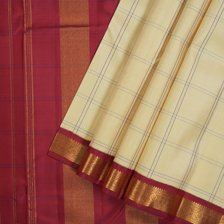 Hayagrivas Handloom Sandal Kanjivaram Silk Saree with Maroon Border KBE2446C7-1
