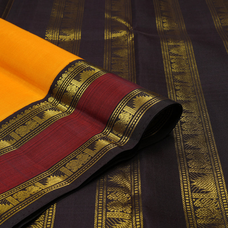Hayagrivas Handloom Mambazham Orange Kanjivaram Silk Saree with Maroon Border KBE2446C8-1