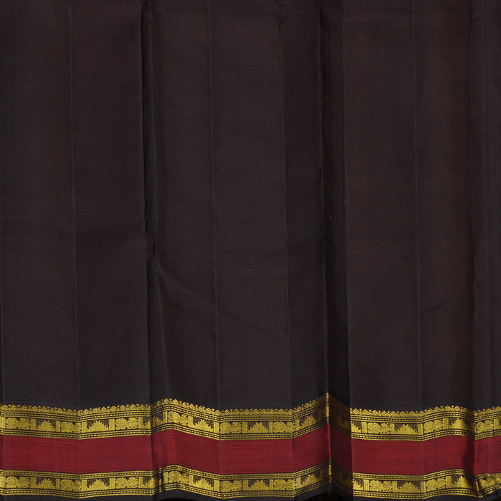 Hayagrivas Handloom Mambazham Orange Kanjivaram Silk Saree with Maroon Border KBE2446C8-1