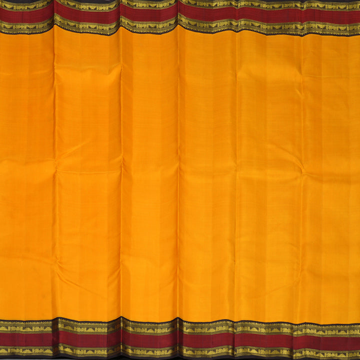 Hayagrivas Handloom Mambazham Orange Kanjivaram Silk Saree with Maroon Border KBE2446C8-1
