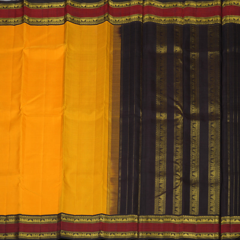 Hayagrivas Handloom Mambazham Orange Kanjivaram Silk Saree with Maroon Border KBE2446C8-1