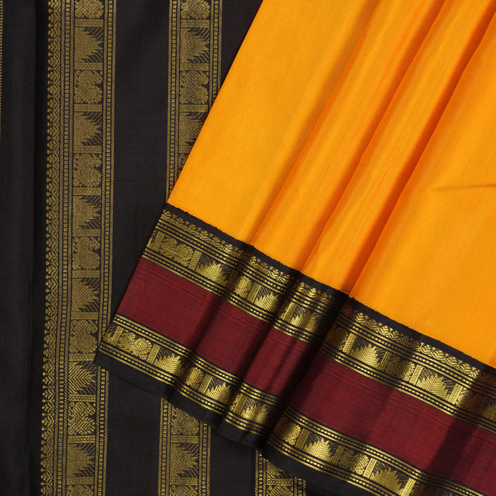 Hayagrivas Handloom Mambazham Orange Kanjivaram Silk Saree with Maroon Border KBE2446C8-1