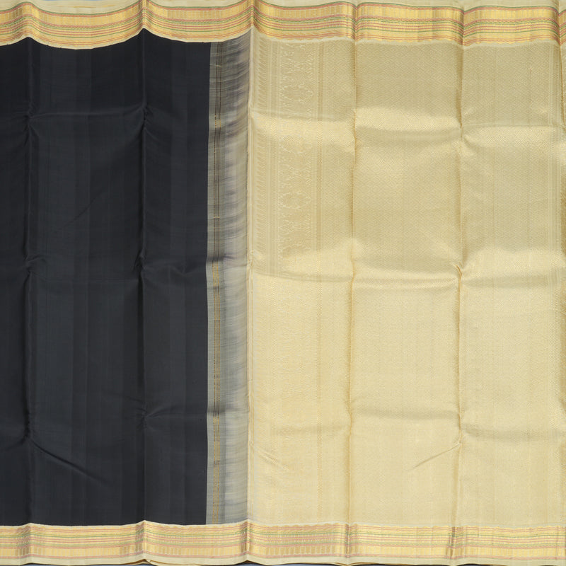 Hayagrivas Handloom Black Kanjivaram Silk Saree with Beige Border KBE2449C1-2