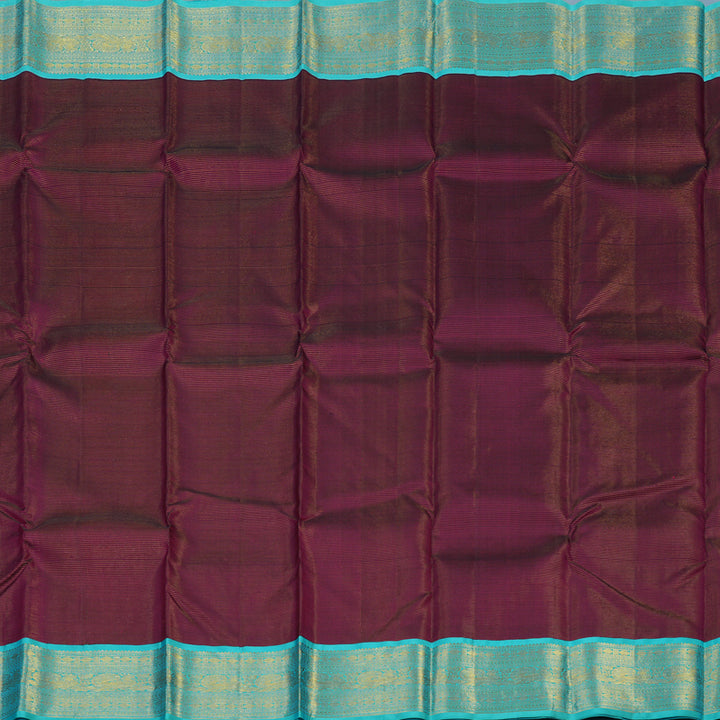 Hayagrivas Handloom Wine Purple Kanjivaram Silk Saree with Sky Blue Border KBE2450C11-1