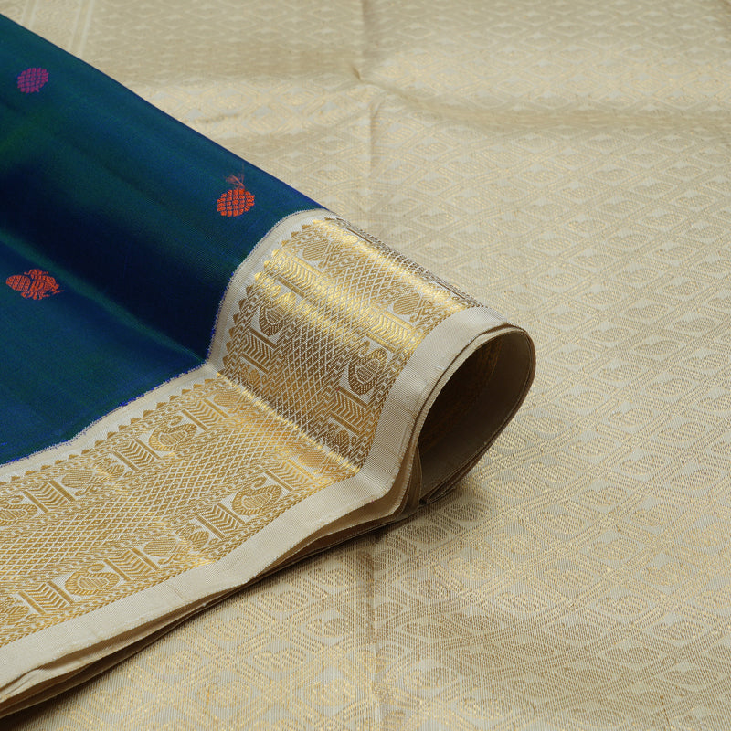 Hayagrivas Handloom Mayilkazhuthu Kanjivaram Silk Saree with Beige Border KBE2450C3-1