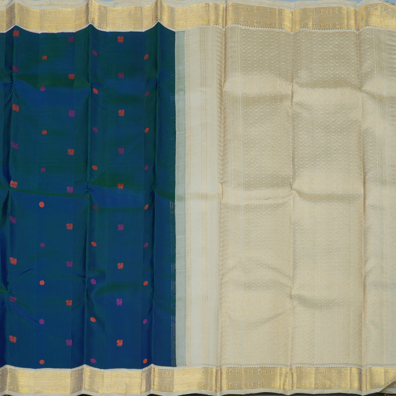Hayagrivas Handloom Mayilkazhuthu Kanjivaram Silk Saree with Beige Border KBE2450C3-1