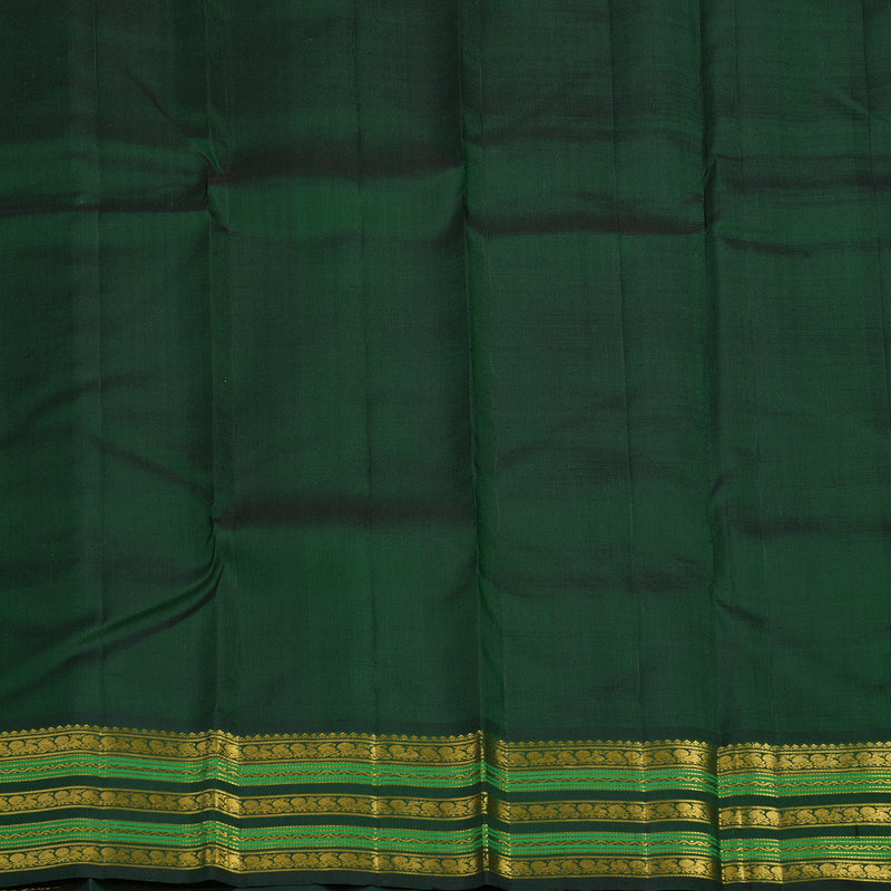 Hayagrivas Handloom Mustard Kanjivaram Silk Saree with Bottle Green Border KBE2450C7-1