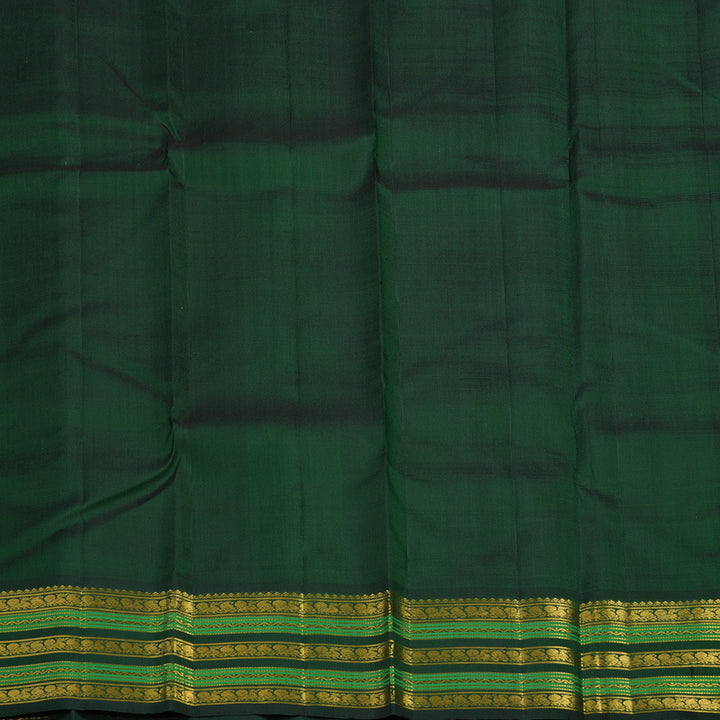 Hayagrivas Handloom Mustard Kanjivaram Silk Saree with Bottle Green Border KBE2450C7-1