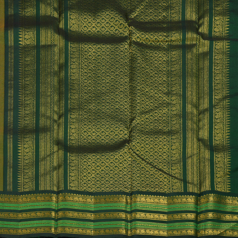 Hayagrivas Handloom Mustard Kanjivaram Silk Saree with Bottle Green Border KBE2450C7-1