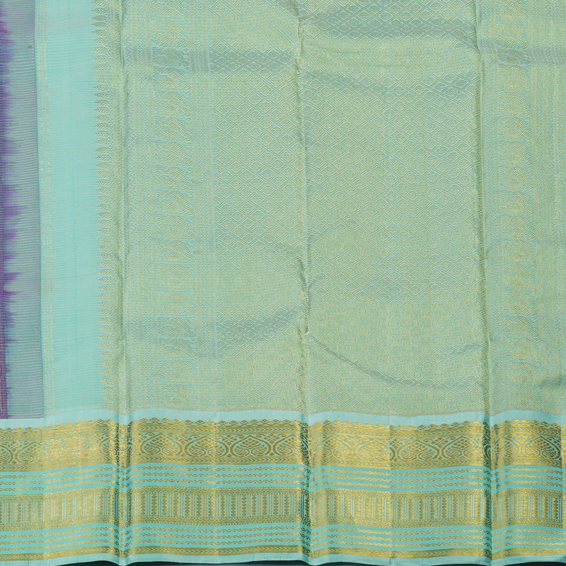 Hayagrivas Handloom Vadamalli Purple Kanjivaram Silk Saree with Bright Teal Border KBE2450C9-1