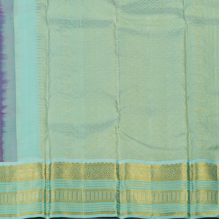 Hayagrivas Handloom Vadamalli Purple Kanjivaram Silk Saree with Bright Teal Border KBE2450C9-1