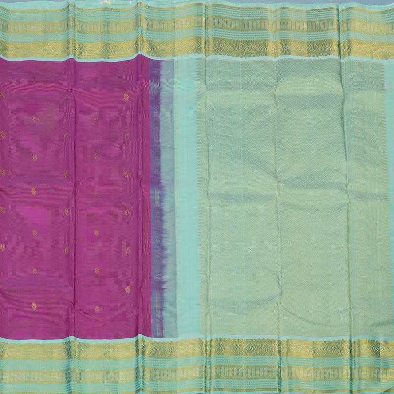 Hayagrivas Handloom Vadamalli Purple Kanjivaram Silk Saree with Bright Teal Border KBE2450C9-1