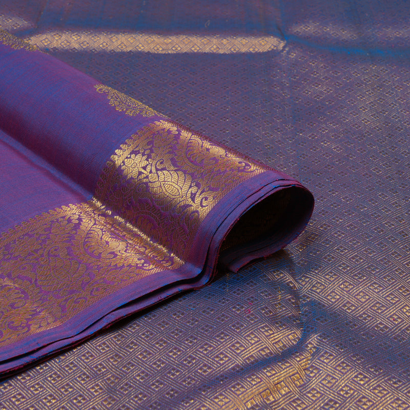 Hayagrivas Handloom Dual-Tone (Purple & Blue) Kanjivaram Silk Saree KBE2452C4-1