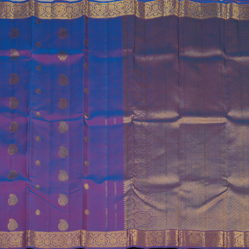 Hayagrivas Handloom Dual-Tone (Purple & Blue) Kanjivaram Silk Saree KBE2452C4-1