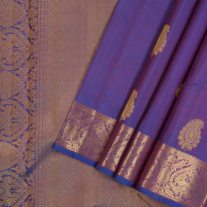 Hayagrivas Handloom Dual-Tone (Purple & Blue) Kanjivaram Silk Saree KBE2452C4-1