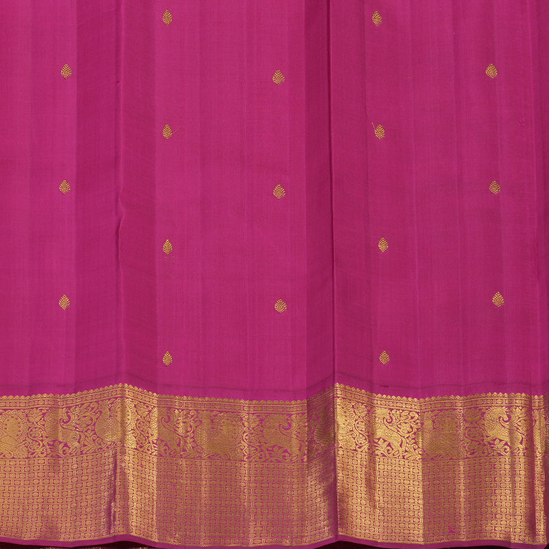 Hayagrivas Handloom Orange Kanjivaram Silk Saree with Magenta Border KBE2457C1-1