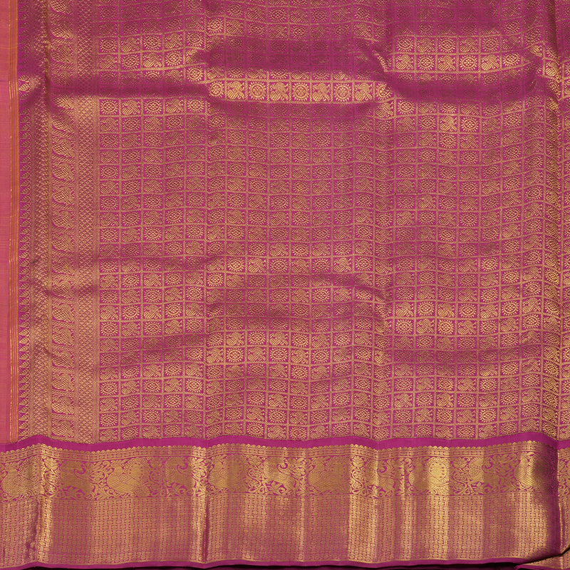 Hayagrivas Handloom Orange Kanjivaram Silk Saree with Magenta Border KBE2457C1-1
