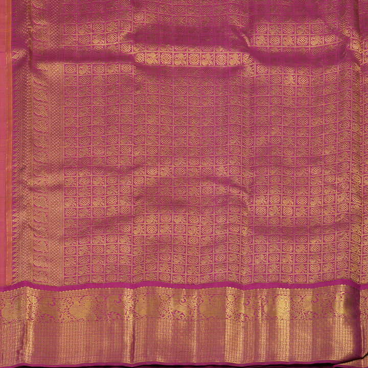 Hayagrivas Handloom Orange Kanjivaram Silk Saree with Magenta Border KBE2457C1-1