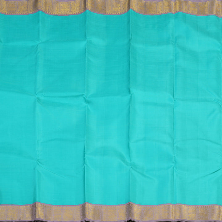Hayagrivas Handloom Sky Blue Kanjivaram Silk Saree with Lavendar Border KBE2457C3-1