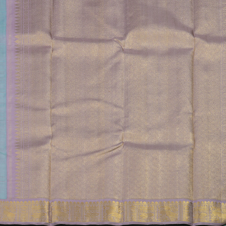 Hayagrivas Handloom Sky Blue Kanjivaram Silk Saree with Lavendar Border KBE2457C3-1
