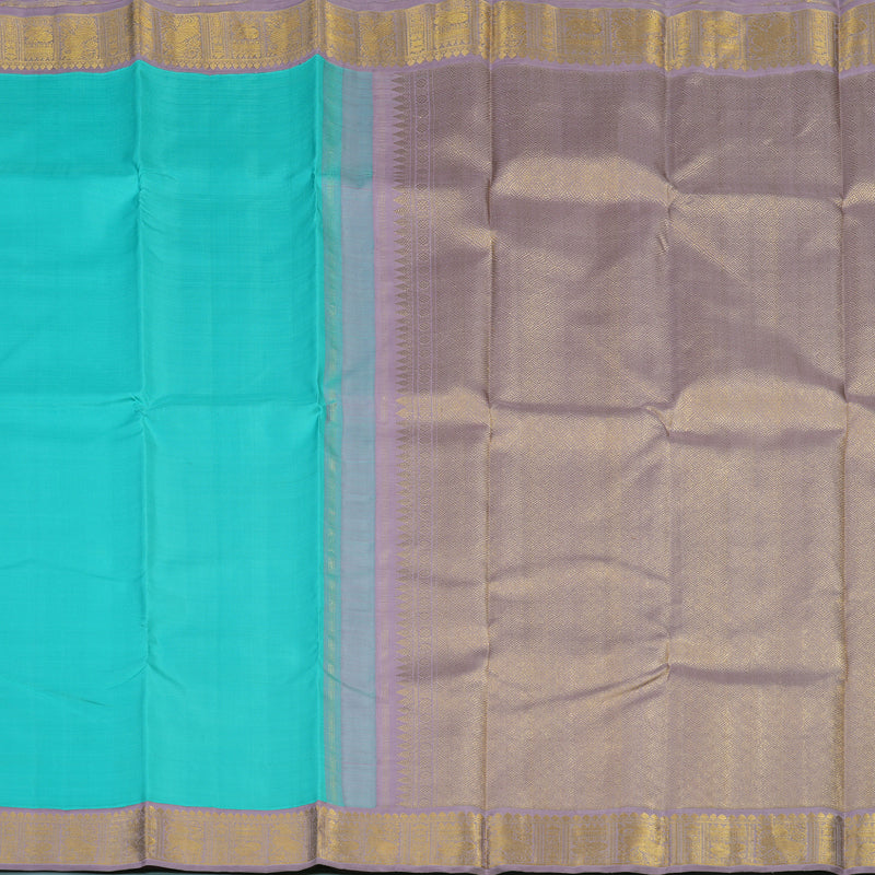 Hayagrivas Handloom Sky Blue Kanjivaram Silk Saree with Lavendar Border KBE2457C3-1
