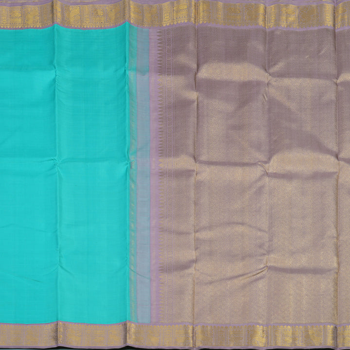 Hayagrivas Handloom Sky Blue Kanjivaram Silk Saree with Lavendar Border KBE2457C3-1