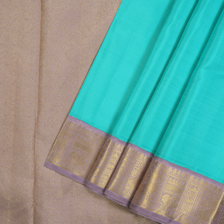 Hayagrivas Handloom Sky Blue Kanjivaram Silk Saree with Lavendar Border KBE2457C3-1