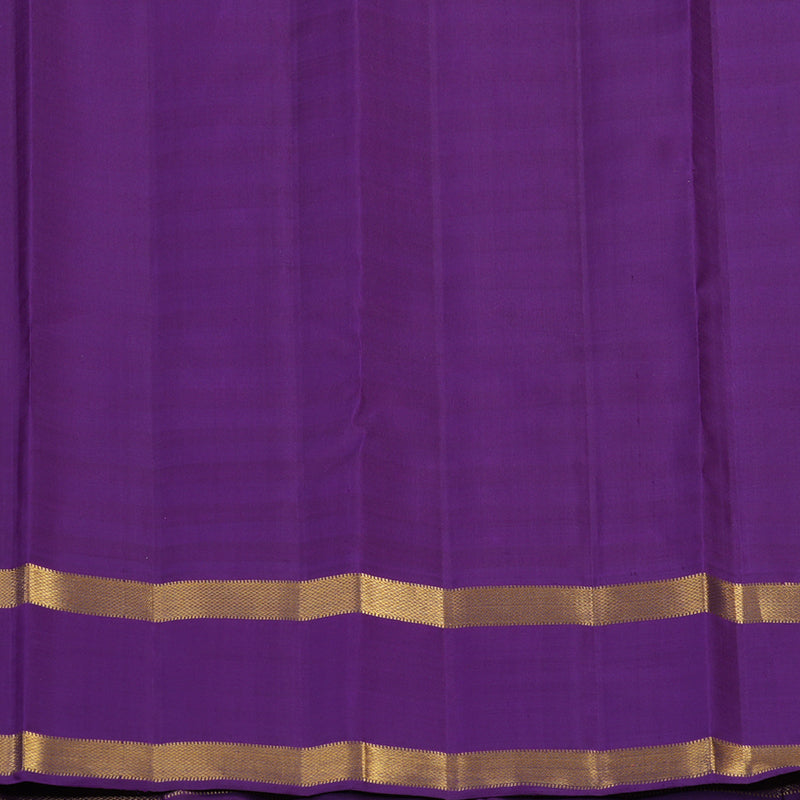 Hayagrivas Handloom Cream & Pista Green Checks Kanjivaram Silk Saree with Purple Border KBE2457C4-1