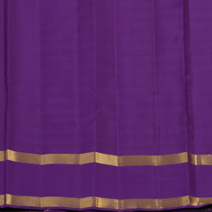 Hayagrivas Handloom Cream & Pista Green Checks Kanjivaram Silk Saree with Purple Border KBE2457C4-1