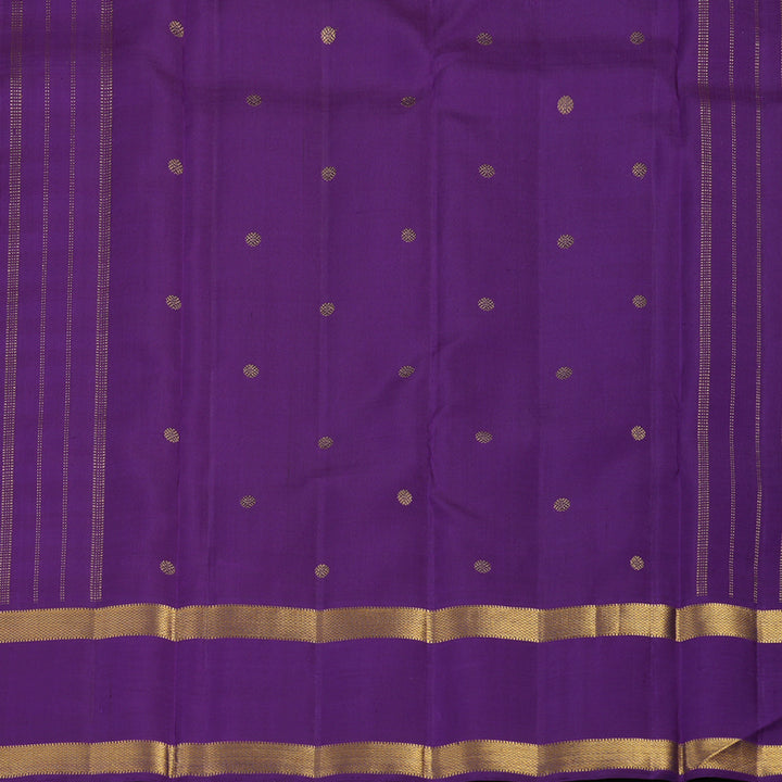 Hayagrivas Handloom Cream & Pista Green Checks Kanjivaram Silk Saree with Purple Border KBE2457C4-1