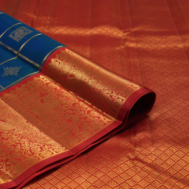 Hayagrivas Handloom Mayilkazhuthu Kanjivaram Silk Saree with Red Border KBE2457C6-1