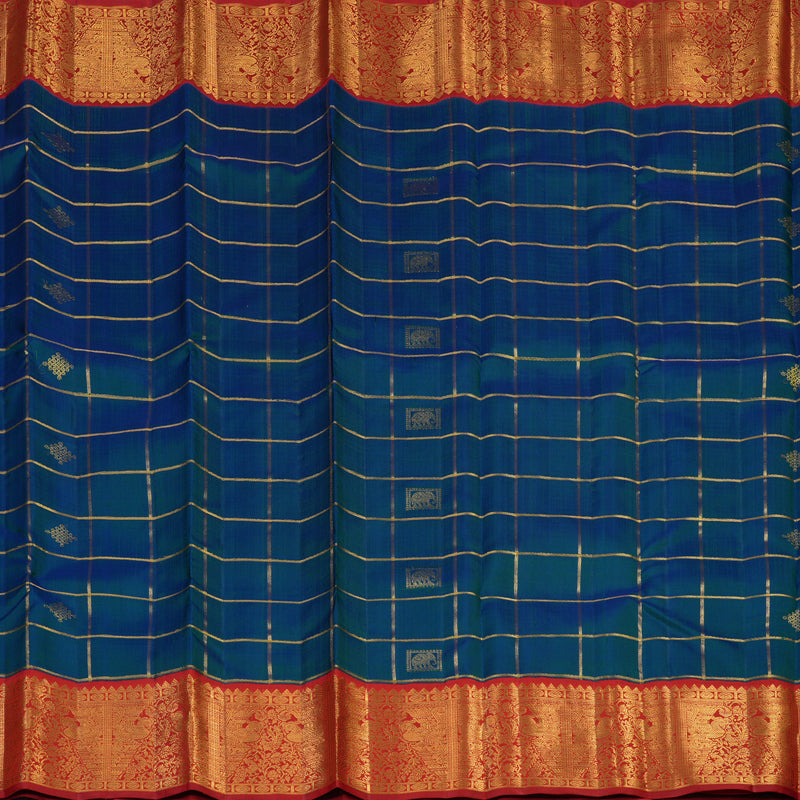 Hayagrivas Handloom Mayilkazhuthu Kanjivaram Silk Saree with Red Border KBE2457C6-1