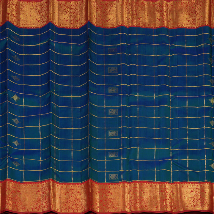 Hayagrivas Handloom Mayilkazhuthu Kanjivaram Silk Saree with Red Border KBE2457C6-1