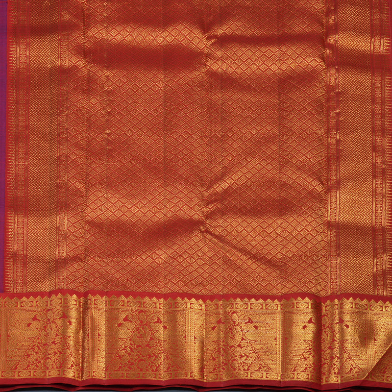 Hayagrivas Handloom Mayilkazhuthu Kanjivaram Silk Saree with Red Border KBE2457C6-1