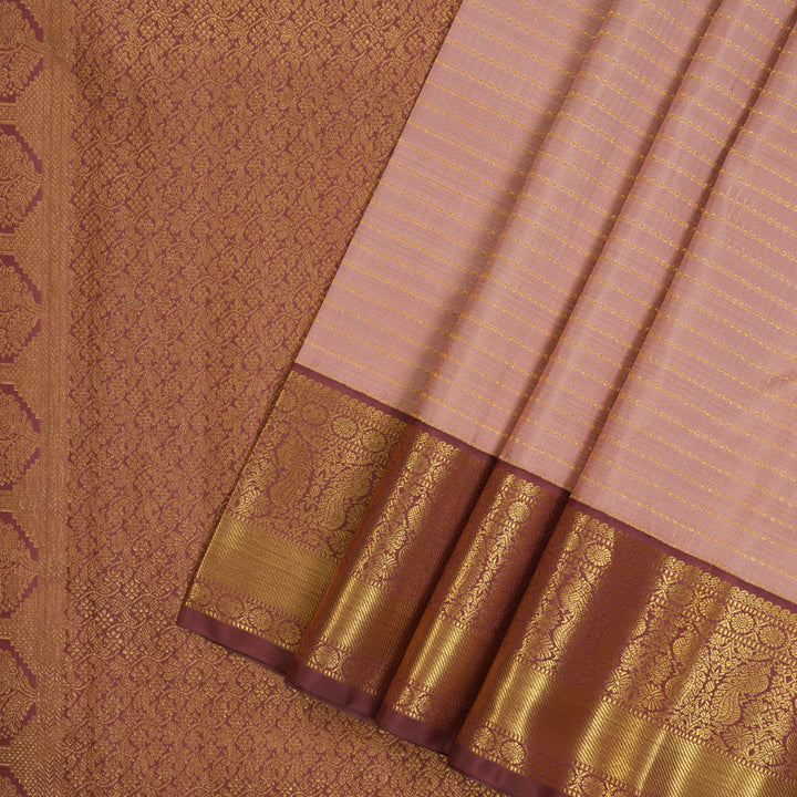 Hayagrivas Handloom Guava Pink Kanjivaram Silk Saree with Rosewood Pink Border KBE2457C9-1