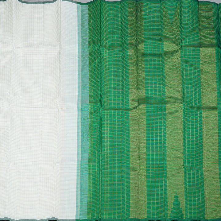 Hayagrivas Handloom White Kanjivaram Silk Saree KBE2458C1-5
