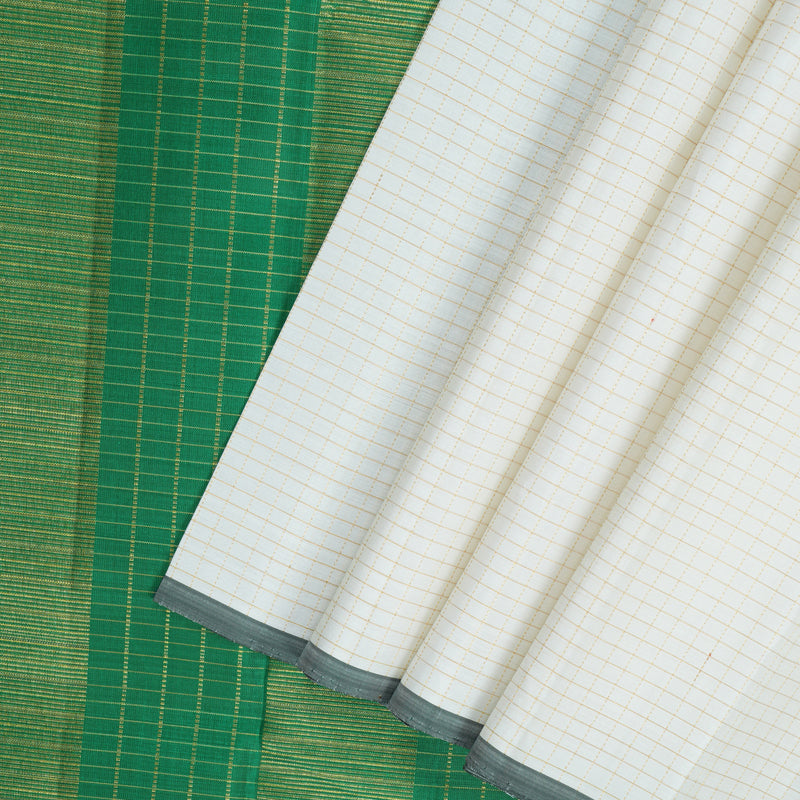 Hayagrivas Handloom White Kanjivaram Silk Saree KBE2458C1-5