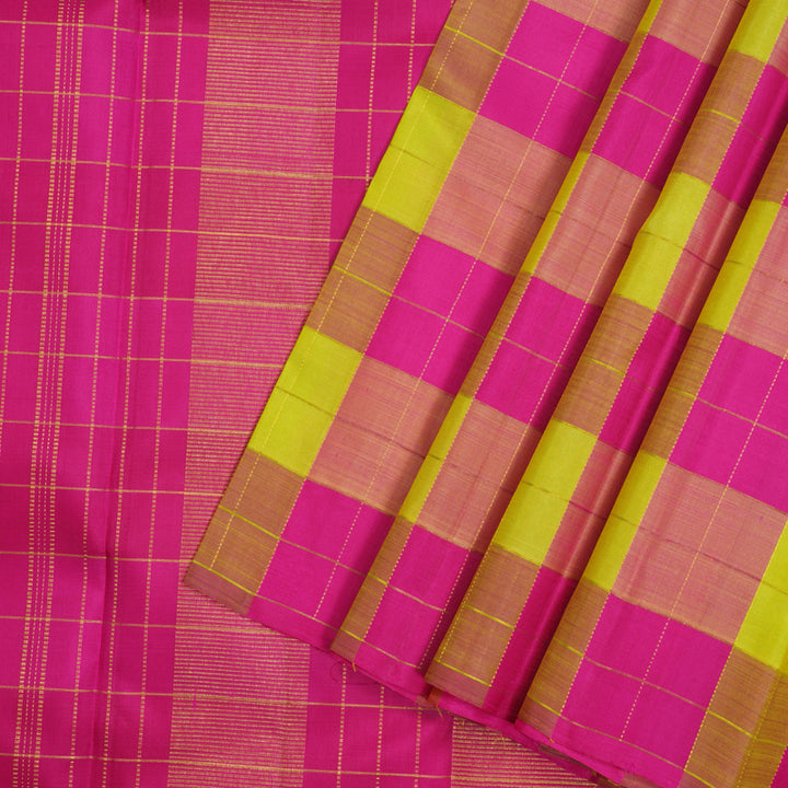 Hayagrivas Handloom Multicolour Checks Kanjivaram Silk Saree KBE2458C1-7