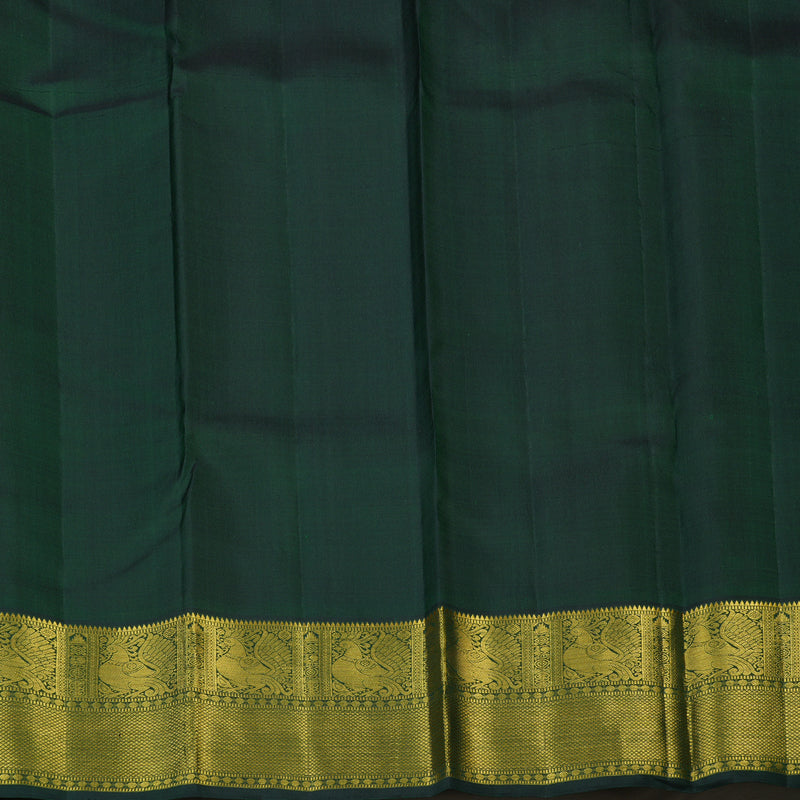 Hayagrivas Handloom Rust Orange Kanjivaram Silk Saree with Bottle Green Border KBE2460C7-1