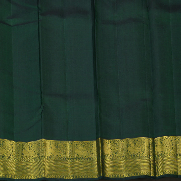 Hayagrivas Handloom Rust Orange Kanjivaram Silk Saree with Bottle Green Border KBE2460C7-1