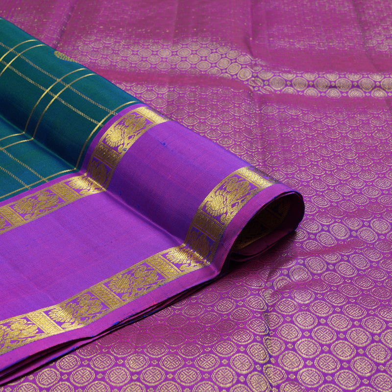 Hayagrivas Handloom Mayilkazhuthu Kanjivaram Silk Saree with Purple Border KBE2460C8-1