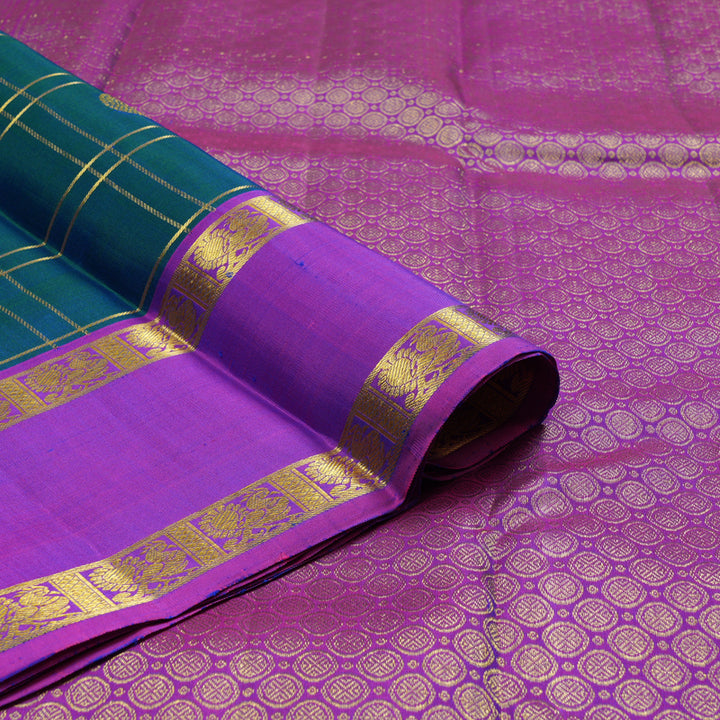 Hayagrivas Handloom Mayilkazhuthu Kanjivaram Silk Saree with Purple Border KBE2460C8-1