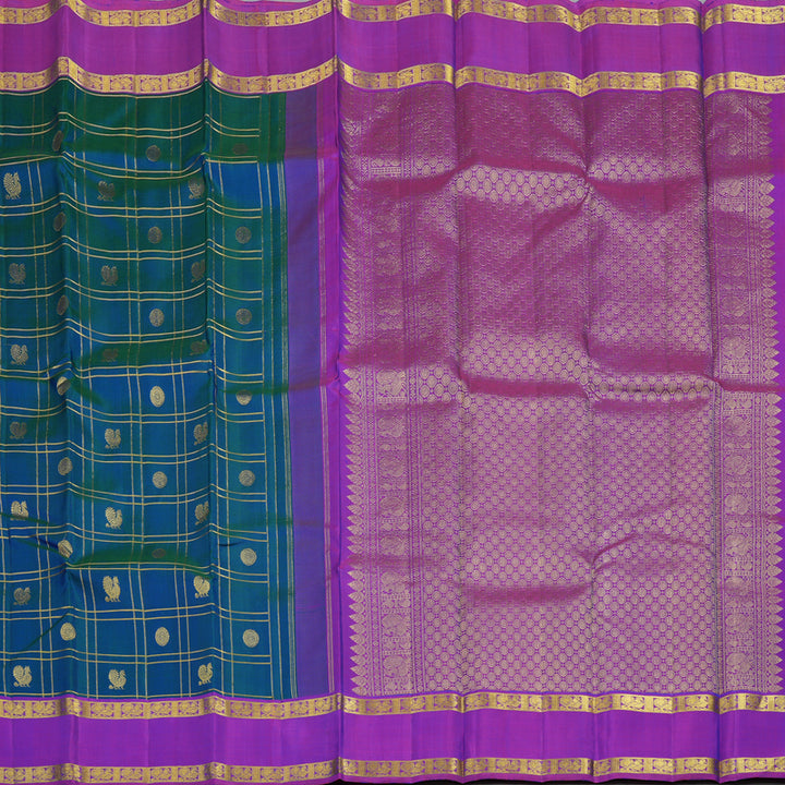 Hayagrivas Handloom Mayilkazhuthu Kanjivaram Silk Saree with Purple Border KBE2460C8-1