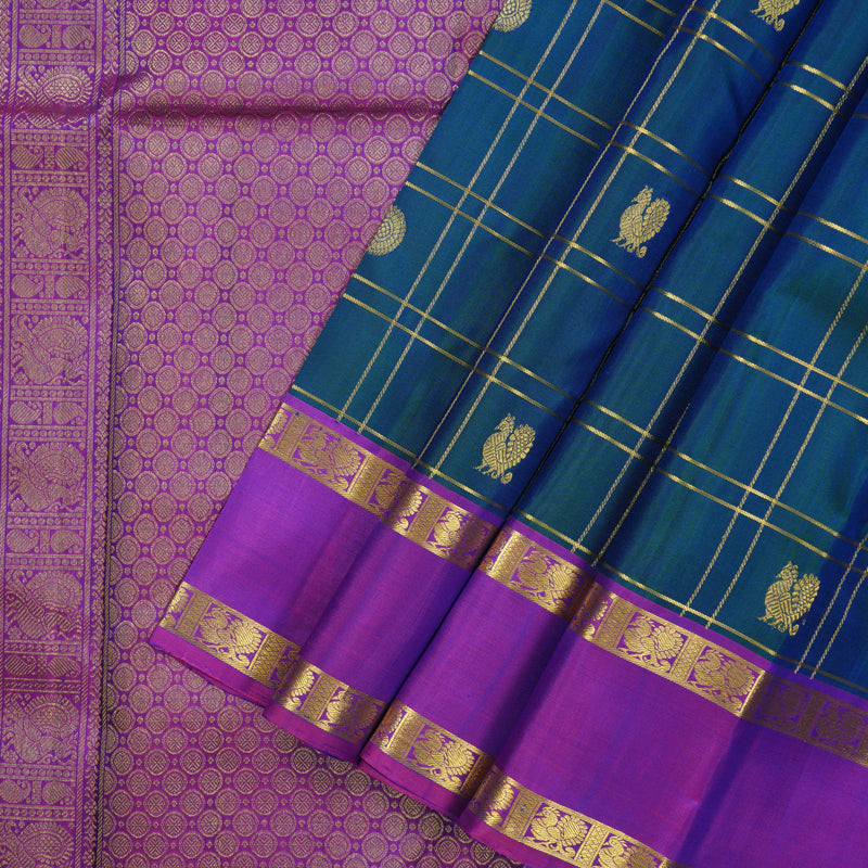 Hayagrivas Handloom Mayilkazhuthu Kanjivaram Silk Saree with Purple Border KBE2460C8-1