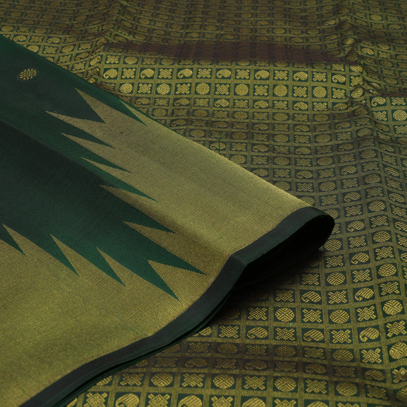 Hayagrivas Handloom Bottle Green Kanjivaram Silk Saree with Temple Border KBE2461C8-9