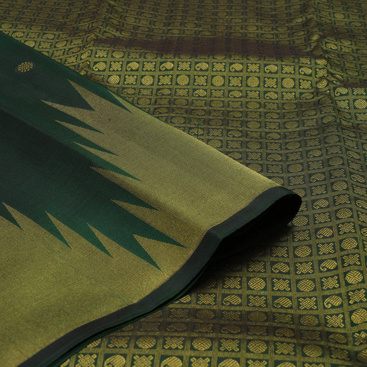 Hayagrivas Handloom Bottle Green Kanjivaram Silk Saree with Temple Border KBE2461C8-9