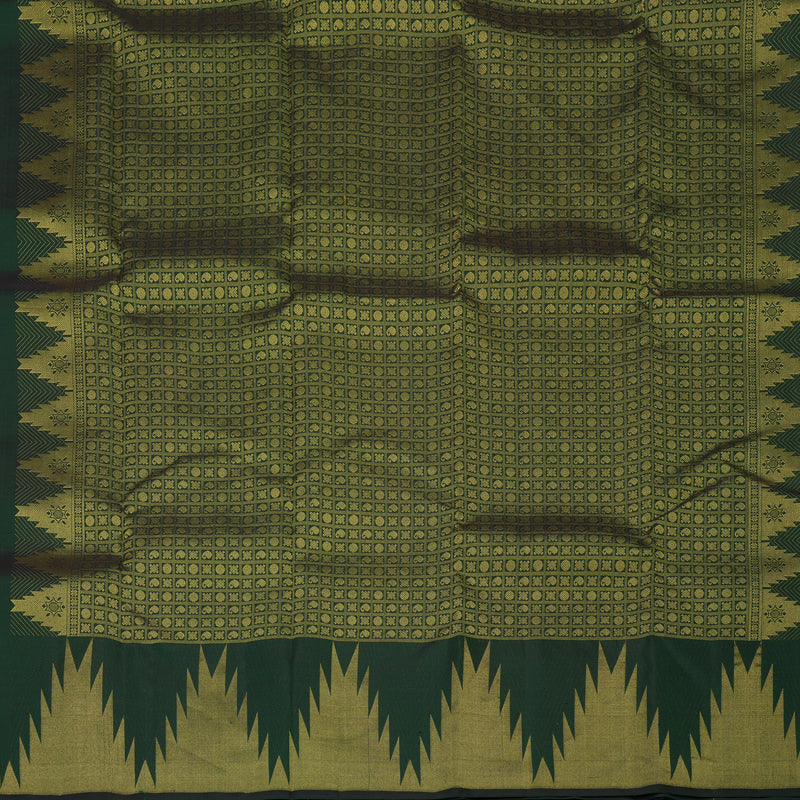 Hayagrivas Handloom Bottle Green Kanjivaram Silk Saree with Temple Border KBE2461C8-9