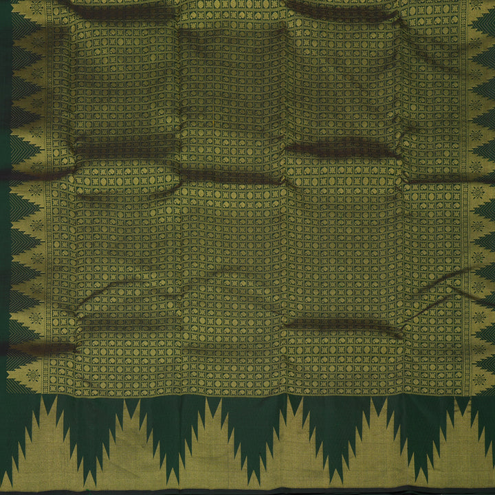 Hayagrivas Handloom Bottle Green Kanjivaram Silk Saree with Temple Border KBE2461C8-9